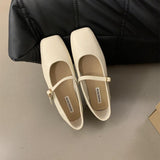 Zingj Temperament Square Head Shallow Mouth Casual Flat Bottom Versatile Single Shoes In 2024 Spring And Autumn New Soft Bottom Comfortable Low Heel Women's Single
