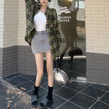 Zingj Green Plaid Shirt Female Spring And Autumn 2023 New Summer Design Sense Niche Shirt Coat