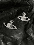 Rhinestone Planet Design Earring- Outfit