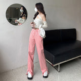 Streetwear Women Jeans Pink Y2K Korean Fashion 2022 Harajuku Low Waist Denim Pants Women Loose Trousers Female