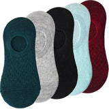pieces = 5 pairs Women Invisible Solid Color Socks Slippers Ladies Polyester Cotton Non-slip Silicone Ankle Socks