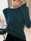 T Shirt Women Cotton Long Sleeve Top T-Shirts Korean Style Slim Elastic Woman Clothes Tee Shirt Spring Camisetas De