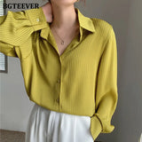 Office Ladies Striped Women Blouses Tops Full Sleeve Loose Women Shirts Elegant Spring Blusas