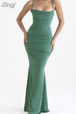 Dresses for Women Almond Corset Maxi Dress Draped Evening Night Party Dresses Bodycon Sexy Backless Dress with