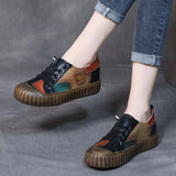 Genuine Cow Leather Handmade Women Sneakers Casual Flat Ladies Shoes Fashion Breathable Comfort Women's Flat