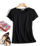 Quality Plain T Shirt Women Cotton Elastic Basic T-shirts 2021 Summer Tops Short Sleeve T-shirt Women Tees Plus Size