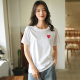 Summer Men Women T-shirt Heart Eyes Round Neck Short-sleeved Cotton Solid T-shirts Couples Casual Pullover T