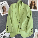 Green Suit Jacket Woman 2025 Spring And Autumn New Leisure Temperament High-End Sense Fried Street Small Suit Suit