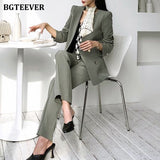 Elegant Women Blazer Suit Autumn Office Ladies Pant Suits V-neck Belted Blazer & Suit Pants 2020 Work Wear Female