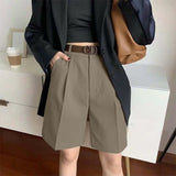 New Spring Summer Women Fashion Shorts Straight Thicken Korean Loose Black Suit Shorts Wide Leg Casual Joker