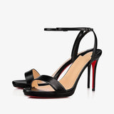 New Word With Exposed Toe Red-Soled High-Heeled Sandals Women's Fine Heel Sexy Red-Soled High-Heeled