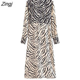 Women Vintage Color Matching Zerbra Striped Print Bow Sashes Midi Shirt Dress Female Retro Buttons Kimono Vestidos