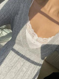 Solid V Neck Crochet A Line Hem Sweater- Outfit