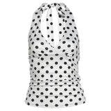 Summer Women's New Hottie Sexy Black Wave Dot Print Spread Out Back V Collar Hanging Neck Tight