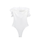 Ruffle Black Bodysuit For Woman Off Shoulder Sexy Lingerie Women Body Organza Sleeveless Bodysuit Y2k Women's Summer