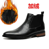 Zingj British Chelsea Men's High Help Simple Advanced Sense Casual Business Dress Pointed Leather Boots