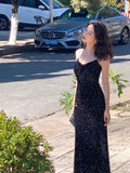 Women Sexy Sequin Strap Dresses 2025 Spring Summer Elegant Vintage Party Club Dress Korean Fashion One Piece Clothes 211-0-Outfit