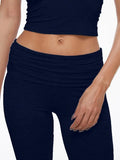Short Sleeve Cropped Top Fold-over Flare Pants Set- Outfit