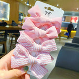 Pcs/set Cotton Dot Printed Hair Clips For Cute Girls Plaid Bowknots Boutique Barrettes Kids Hair Accessories Hairpins 2020