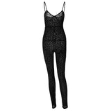 Women Summer Sleeveless Bodycon See Through Bodycon Black One Piece Jumpsuit Overall 2021 Female Wholesale