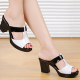 Fashion Women's Shoes Patent Leather Slippers Female Sandals Casual Slip-On Fretwork Cut-Outs Mixed