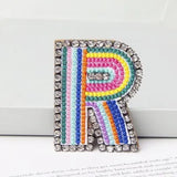 Jewelry 26 English DIY Name Letters Alphabet Rainbow Embroidery with Pin Ouch Beeding Womens Brooches Patches