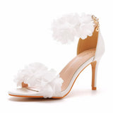Cm Light Mouth With High-Heeled Sandals White Flowers Light Sandals Fine Heel Fish Mouth Wedding Wedding Wedding
