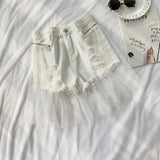 Women Denim Shorts Patchwork High Waist Slim Summer Hole Jeans Shorts Feminino Chic Ladies Bottom With