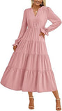 Autumn Long Dress Long Sleeve V-Neck Layered Lotle Leaves By The A-Line Cocktail