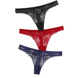Sexy Lace Thong Low Waist Lace Transparent Panties Women Hollow out Breathable G String Briefs Bow Underwear