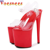 European And American Fashion New Extreme High 20CM Pole Dance Shoes Model Sexy Walk Show Transparent High-heeled Sandals