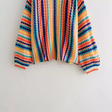2025 New Women's Fashion Classic Colorful Hand Hook Cardigan Sweater
