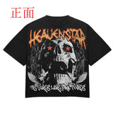 T-Shirt Men's Gothic Graphic Printing T-Shirt With Cotton Round Collar And Oversized Short Sleeves On The Street Of