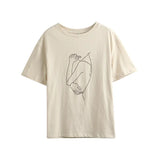 Summer T-shits Woman Girls Printing Abstract T-shirts Casual Short Sleeve 100% Cotton Tops