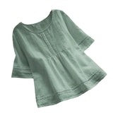 Summer Solid Color Cotton Linen Half
