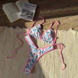2025 New Women's Split Leopard Print Sexy Swimsuit Women's Triangle Strap Swimsuit