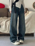 Vintage Blue Washed High Waist Boyfriend Jeans-Outfit