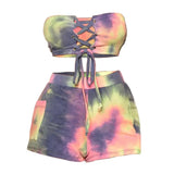Women's Wear 2023 Summer Fashion Tie-Dye Printed Sexual Lace Shorts