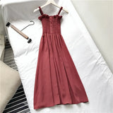 Women 4 Colors Square Collar Sleeveless Summer All-match Korean Style Elegant Students Party Mujer De Moda Vestidos