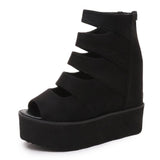 Women 2023 Summer New European Station Heightened Thick-Soled Muffin Slope Heel Fish Mouth Heel Women's