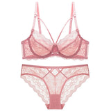 New Plus Size Lace Bra Set Push Up Bras and Panty Set Classic Bandage Underwire Lingerie Set Sexy Ultrathin