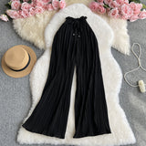 Zingj Wear A High Waist Strap With Casual Pants Female Micro Fat Large Size Show Thin Cover Meat Hanging Feeling Wide Leg Pleated