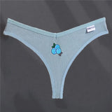 Cotton G-string Women's Panties Sexy Cherry Embroidery Women's Underwear Solid Color Pantys Female Underpants