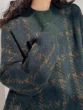 green knitted sweater with check