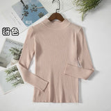 Women Turtleneck Sweater Casual Long Sleeve Korean Harajuku Slim Knitted Pullover Vintage Solid Skinny Jumper Elegant Tops