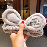 Face Hair Holder Hairbands Soft Warm Coral Fleece Bow Animal Ears Headband For Women Girls Turban Fashion Hair