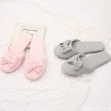 Lovely Bowtie Winter Women Home Slippers For Indoor Bedroom House Soft Bottom Cotton Warm Shoes Adult Guests
