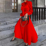 Spot 2025 Autumn New Women's Wear In The Long Long Sleeve Temperament Dress