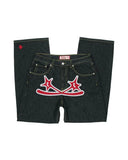 New High Street Hip-Hop Tide Card Star Letter Printed Jeans Men's Straight Tube Leisure Wide