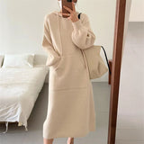 Zingj In The Long Bathroom Dress Female Autumn Dong 2024 New Loose Knit Wool Dress With Dress Inside Thick-Outfit
